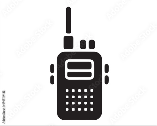 Walkie talkie radio silhouette vector illustration — wireless communication device icon