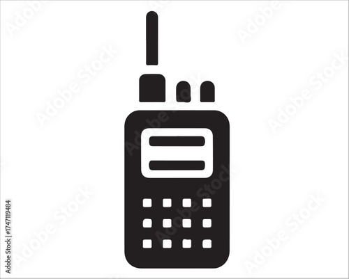 Portable radio transceiver symbol for emergency and two-way communication design