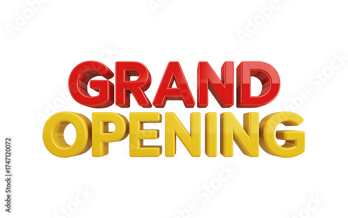 Bold red and yellow grand opening text