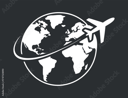 Global Sphere Reach Vector Airplane Route Travel Connection International Template Design