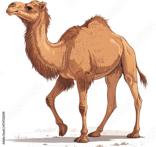 High Quality Camel Vector Illustration – Realistic Desert Animal Artwork