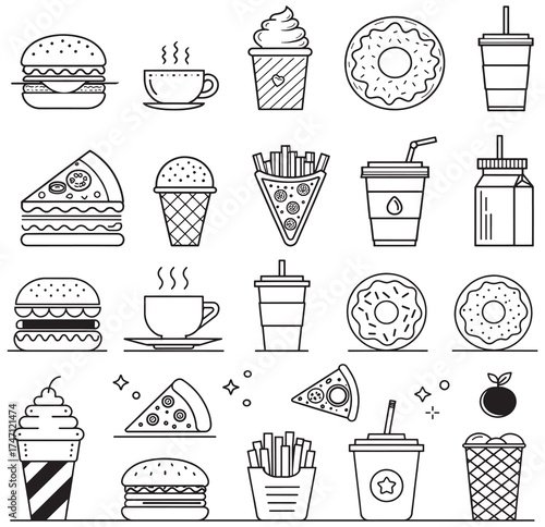 Food and Beverage Doodle Vector Collection