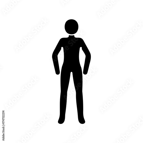 Black silhouette of a standing person, a simple figure illustration