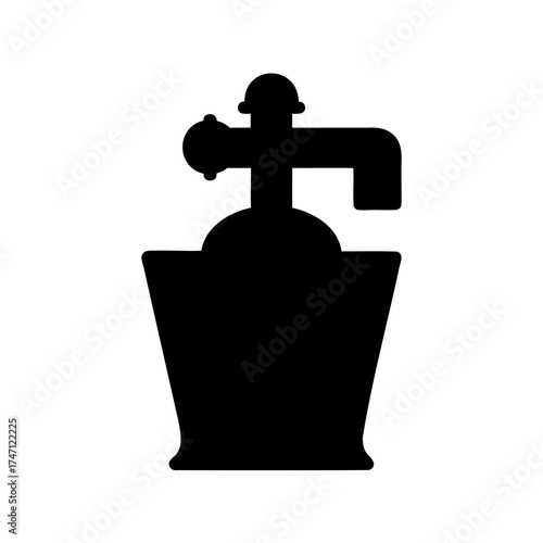 Silhouette of a vintage hand crank coffee grinder isolated on white