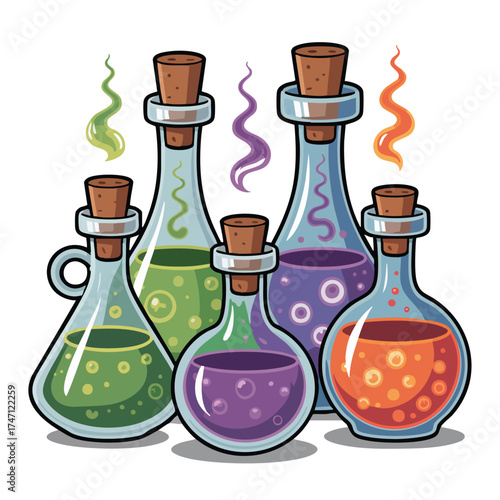Spooky potion bottles icon set vector 
