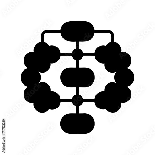 Hierarchical diagram showing interconnected data flow with branching cloud formations