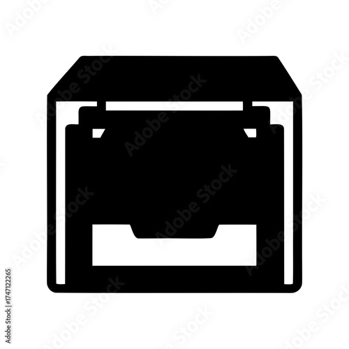 Black and White Illustration of a File Cabinet or Drawer Design