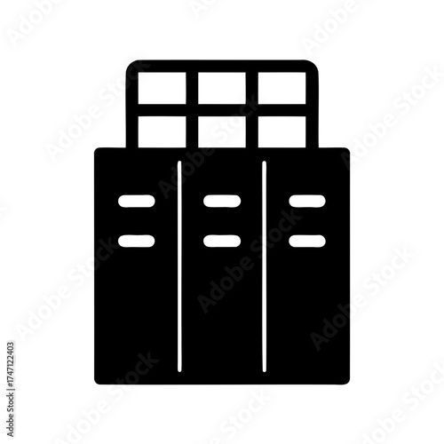 Silhouette of Three Lockers with Compartments on Top, Symbolizing Storage and Security