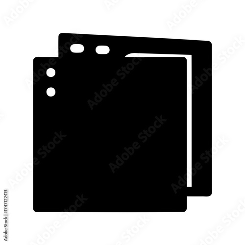 Overlapping document windows representing software application on screen in silhouette style