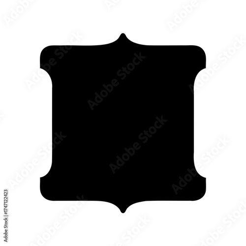 Elegant black crest shape with curved edges and pointed bottom tip