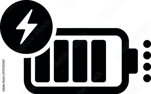 Vector art of battery charging icon symbol of energy, power, and electricity concept design