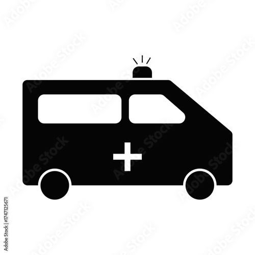Flat Ambulance Icon for Emergency, Medical, and Healthcare Design