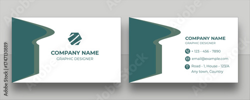 Creative Professional white mint business card template. Teal space clean template. Modern clean business Card design