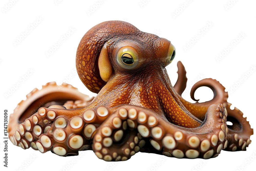 Fototapeta premium Isolated octopus displays vibrant colors and unique features in an underwater scene showcasing natural beauty and intricate details