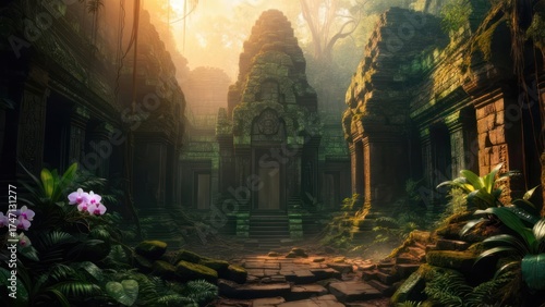 Ancient temple nestled in jungle