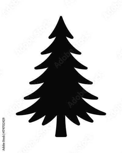 Pine tree silhouette vector evergreen conifer forest nature illustration