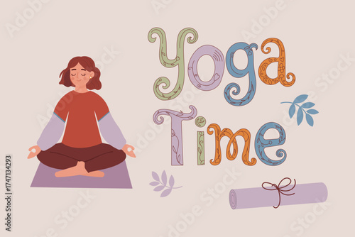 Yoga Time Text and Woman