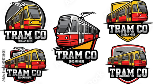 Tram Logo City Public Transport Vehicle Designs