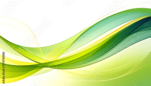 Abstract flowing curves of vibrant green and yellow hues