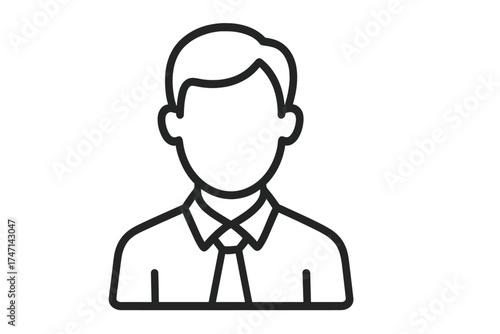 Business professional icon with tie, teamwork symbol, corporate community avatar, vector cartoon illustration, transparent background, office worker silhouette, leadership and business concept