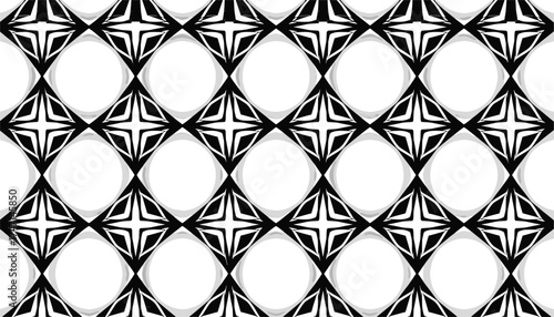 Vector art of geometric pattern with black and white diamond shapes and a cross in the center