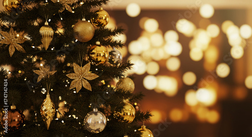 Holiday Lobby Decor with Sparkling Christmas Tree