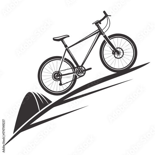 Black bicycle silhouette on abstract white background