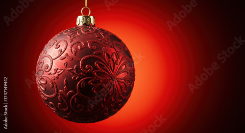 Elegant Red Holiday Ornament on Dark Background