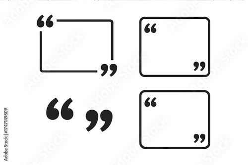 Set of text brackets and quote box frames for testimonials. Vector banner illustration of quotation marks. Texting quote boxes and creative dialogue bubble icons collection.