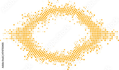 Yellow halftone circular frame with dotted burst texture creating abstract geometric border for poster banner wallpaper and modern minimalist design