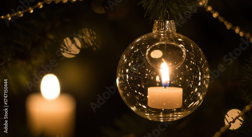 Elegant Candlelit Glass Ornaments on Tree