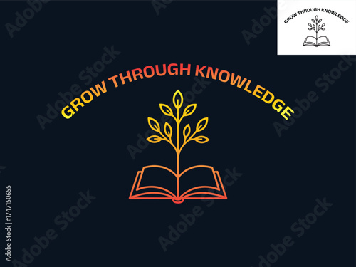 Tree Growing Out of Open Book – Knowledge and Growth Line Art t-shirt design