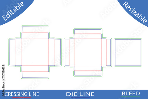 Two Box Packaging Die Cut Templates with Creasing and Bleed Lines