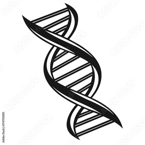 Black D N A helix symbol on white background dna helix