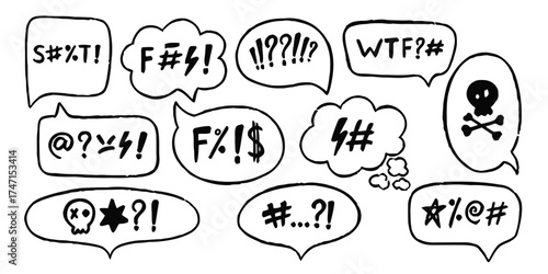 censorship, swear words, profanity, curse words, censored, symbols, skull, crossbones, exclamation marks, question marks, asterisks, hash symbols, @ symbol, f-word, s-word, wtf, rude, offensive, comic