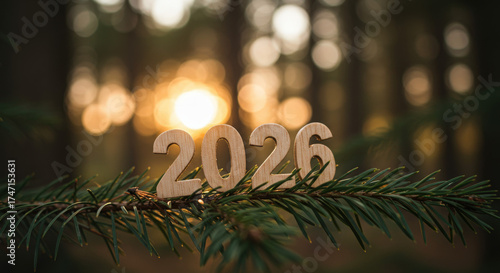 New Year 2026 Greeting with Forest Background
