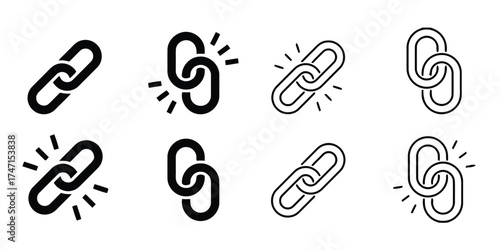 link, connection, chain, chain link, network, relationship, unity, strength, partnership, collaboration, integration, system, icon, outline, line art, simple, graphic, design, set, collection, illustr