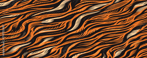 Tiger skin vectand illustration featuring wild striped fur, suitable fand artistic wallpaper backgrounds, fabric designs, and tiled surfaces.