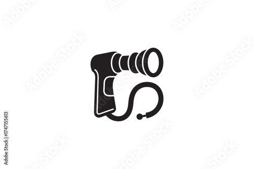 A digital otoscope vector silhouettes black color image .eps