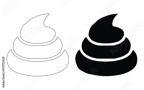 ice cream  icons one black silhouette and one outline isolated on white background