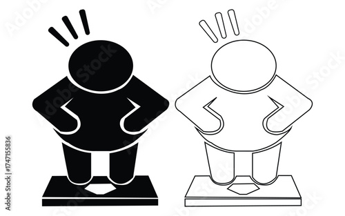 Two figures on scales silhouette isolated on white background