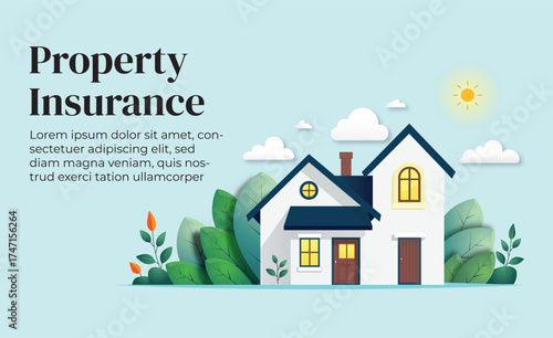 Minimalist property insurance advertisement design high resolution photo