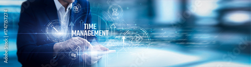 Businessman tracking productivity with scheduling tools, workflow optimization, calendar integration, task prioritization, efficiency systems, goal setting, and performance monitoring.