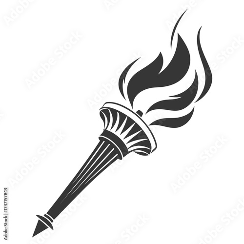 Black torch flame graphic on white background fire 1