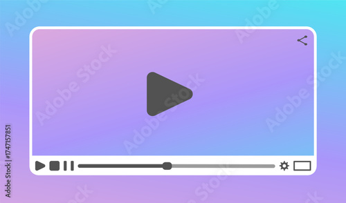 Gradient background video player UI featuring rounded play button, smooth progress bar, and minimal controls. A trendy design for multimedia apps and streaming websites.