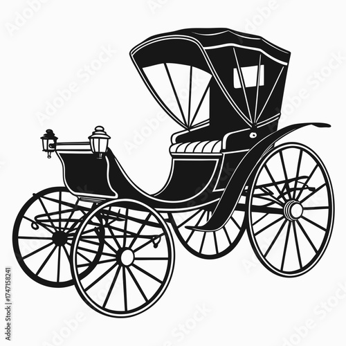 Black vintage horse drawn carriage silhouette retro 1