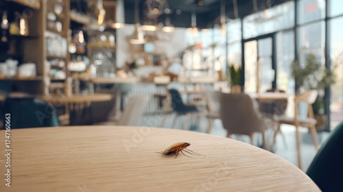 Pest Infestation in Dining Area Cockroach on Surface