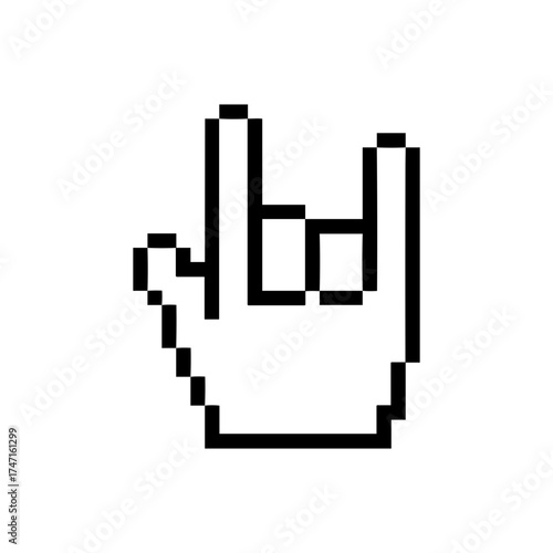 Pixel hand rock icon