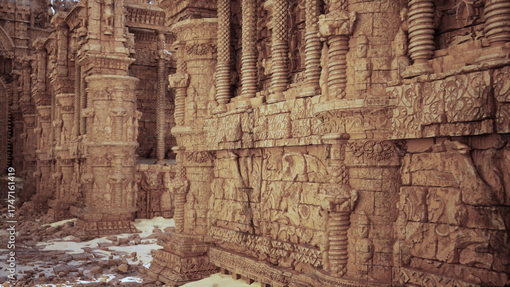 Fototapeta premium A large stone structure with carvings on it