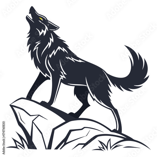 Shadow Wolf Glowing Eyes Mascot Logo Vector Illustration for Esports and Modern Branding Design

